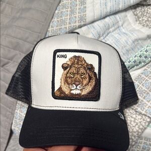 King Lion Trucker Hat - Black and White